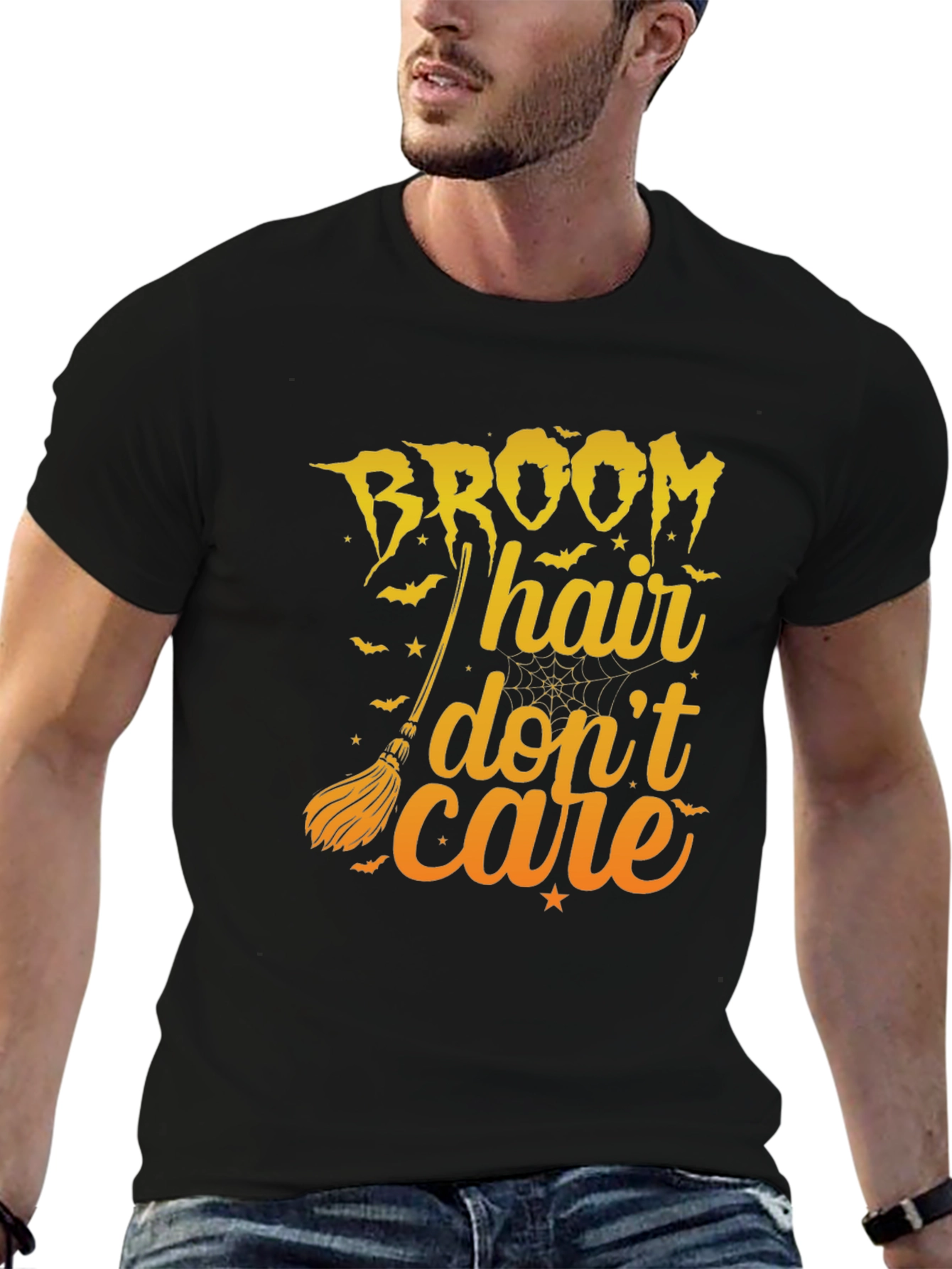 Broom Hair Dont Care Graphic Tee - Halloween T-Shirt