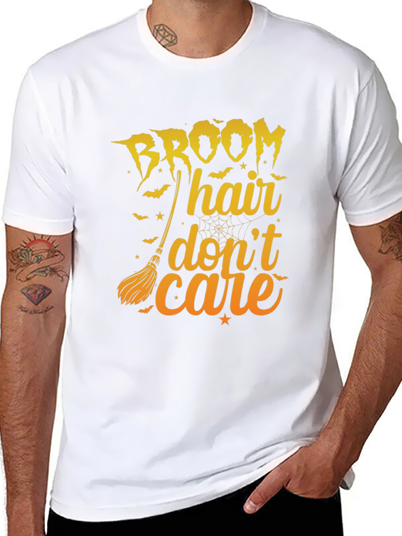 Broom Hair Dont Care Graphic Tee - Halloween T-Shirt