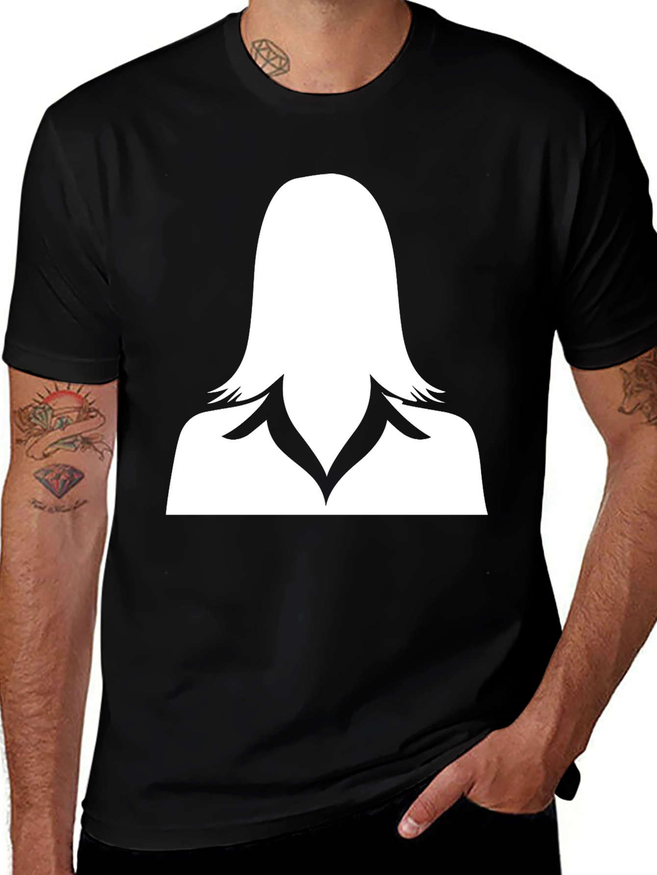Woman Silhouette Graphic Tee - Stylish Black T-Shirt