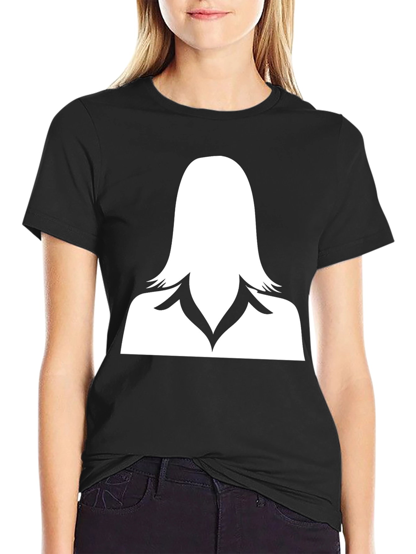 Woman Silhouette Graphic Tee - Stylish Black T-Shirt
