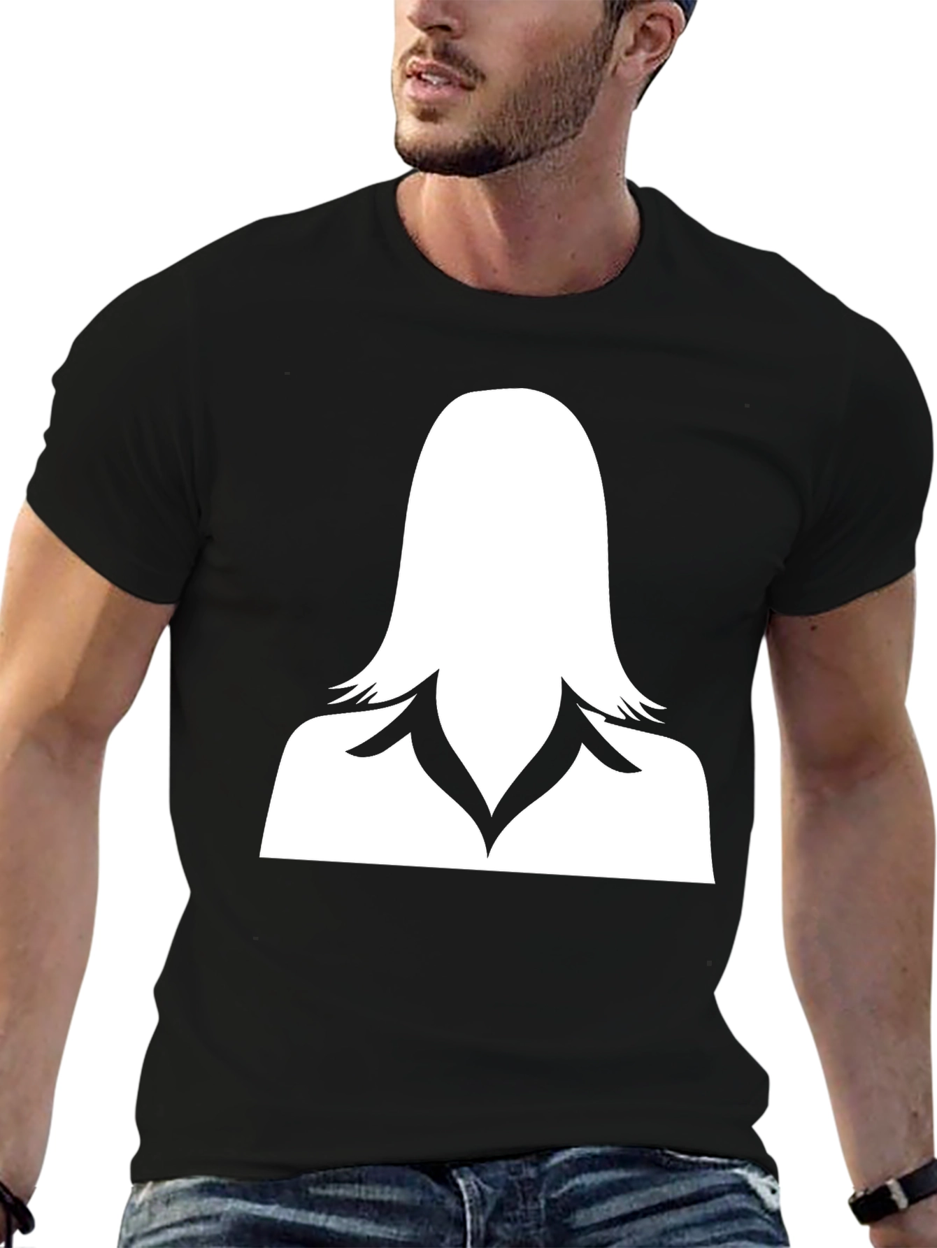Woman Silhouette Graphic Tee - Stylish Black T-Shirt