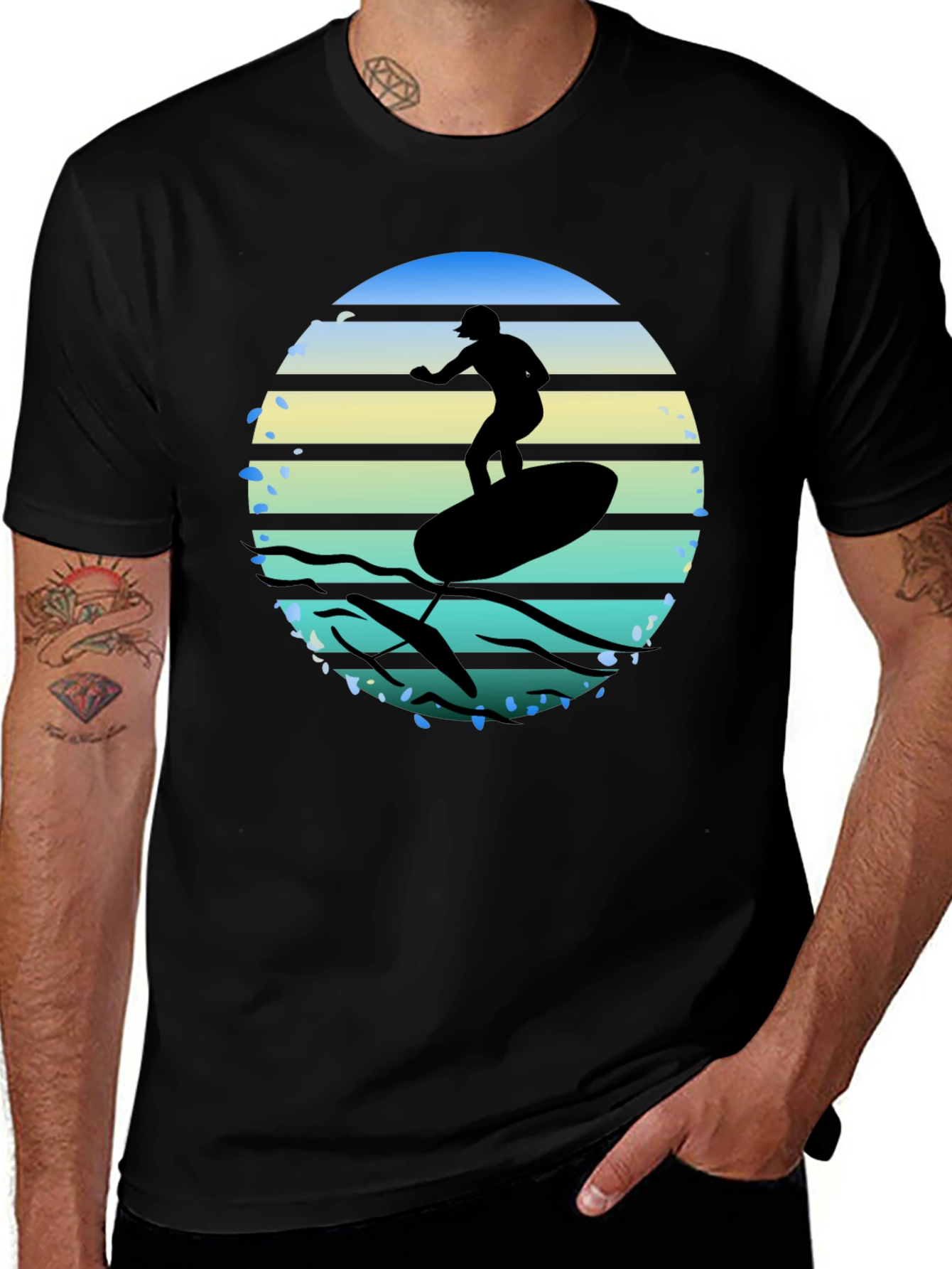 Surfing Silhouette Graphic Tee