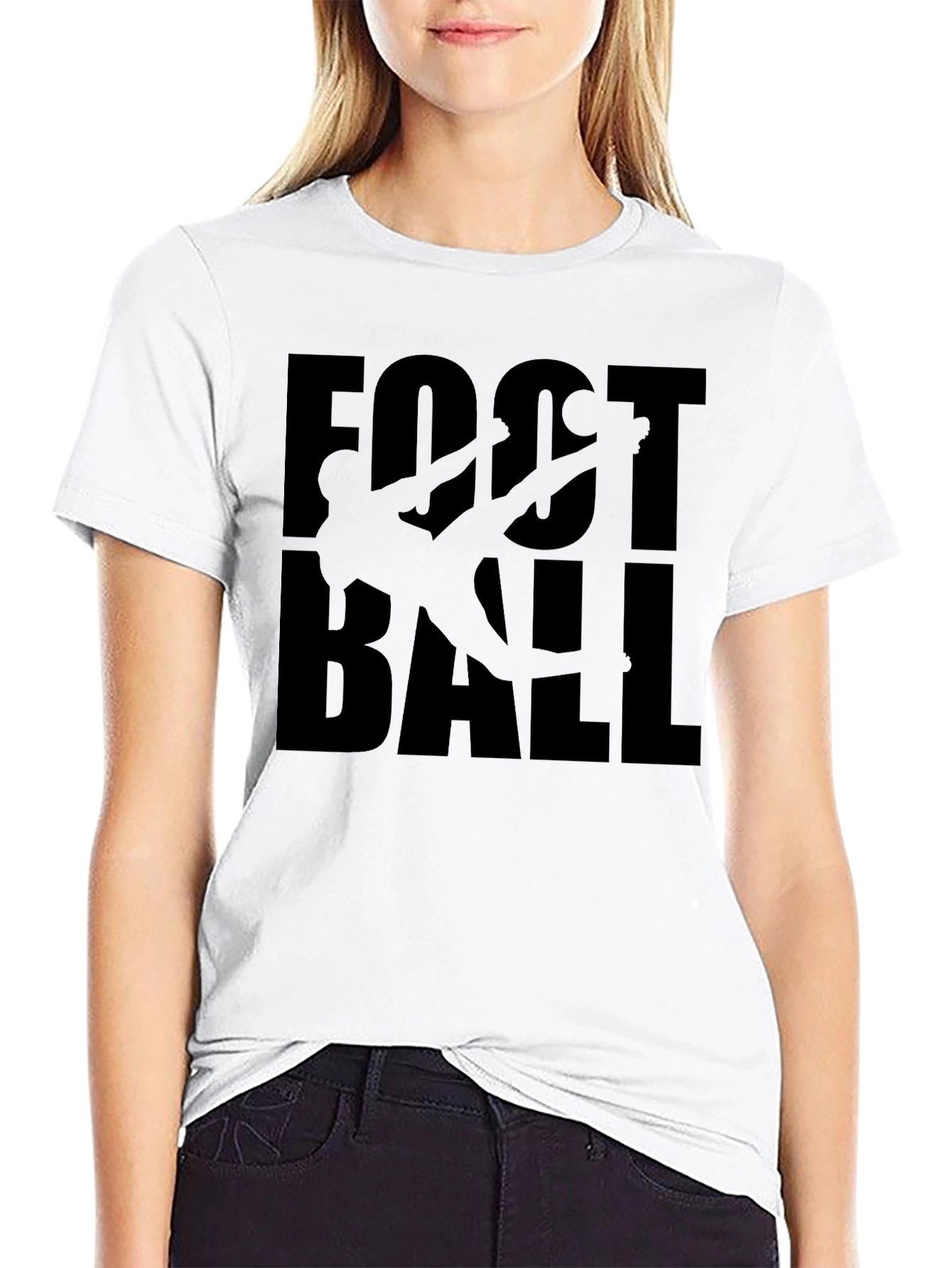 Football Silhouette Graphic Tee - Black