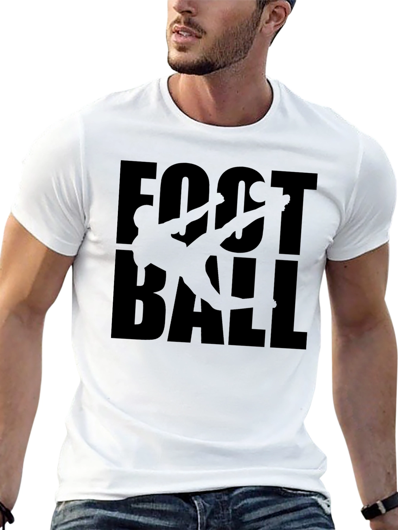 Football Silhouette Graphic Tee - Black