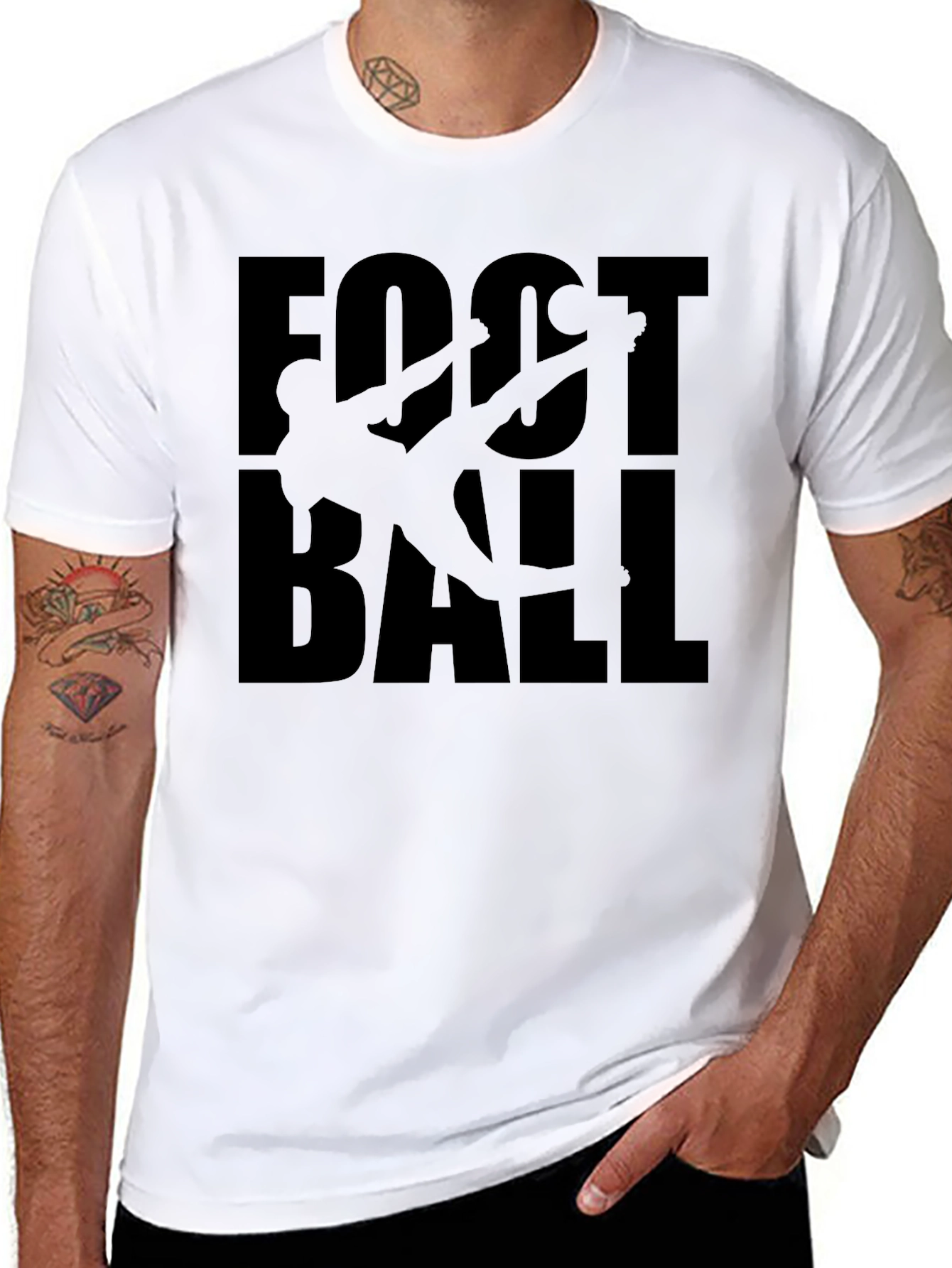 Football Silhouette Graphic Tee - Black