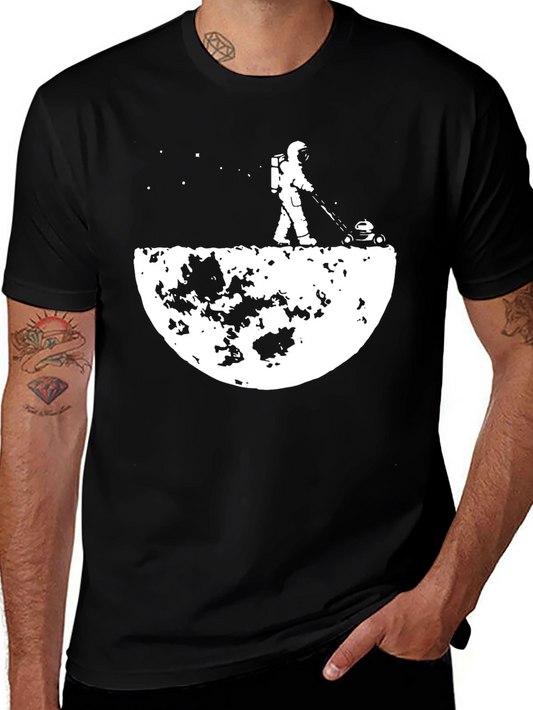 Astronaut Mowing Moon Graphic T-Shirt