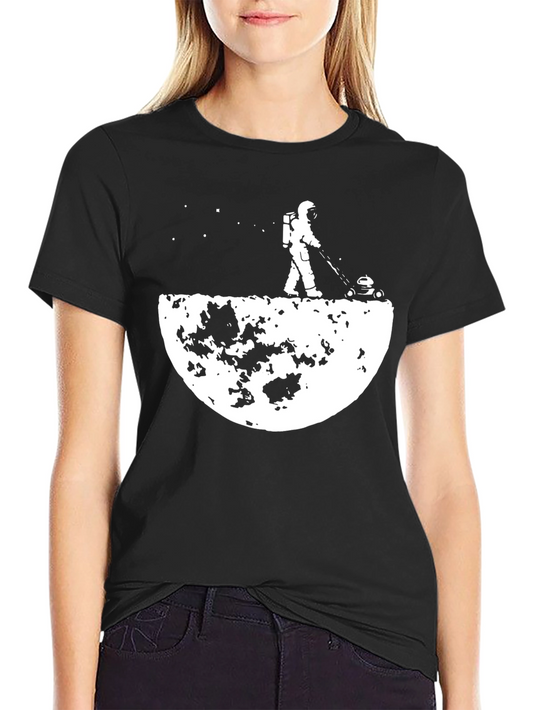 Astronaut Mowing Moon Graphic T-Shirt