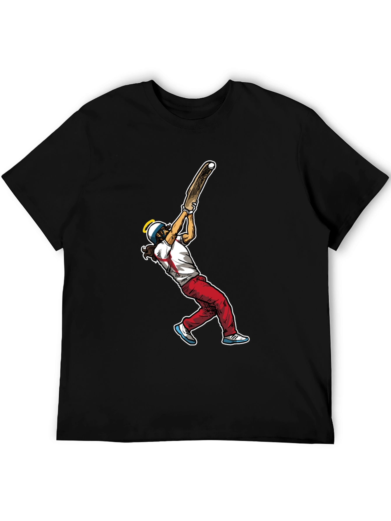 Cricket Player Graphic Tee - Black