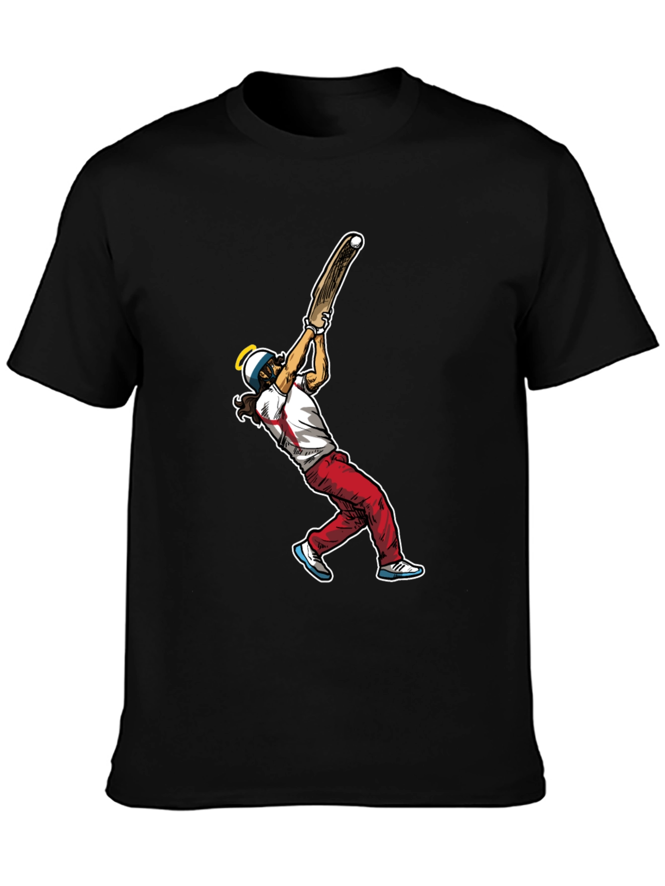 Cricket Player Graphic Tee - Black