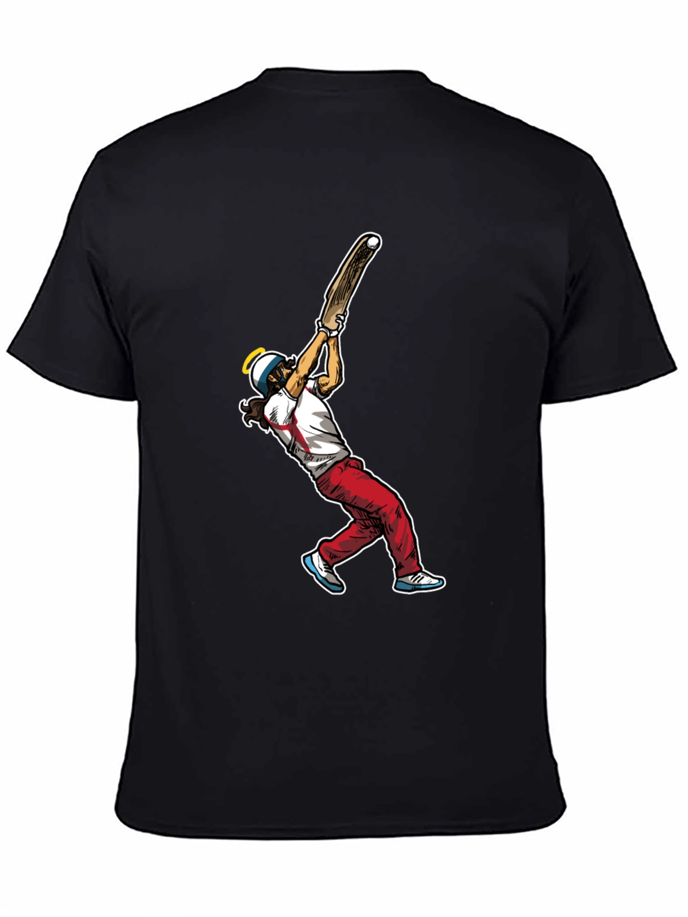 Cricket Player Graphic Tee - Black