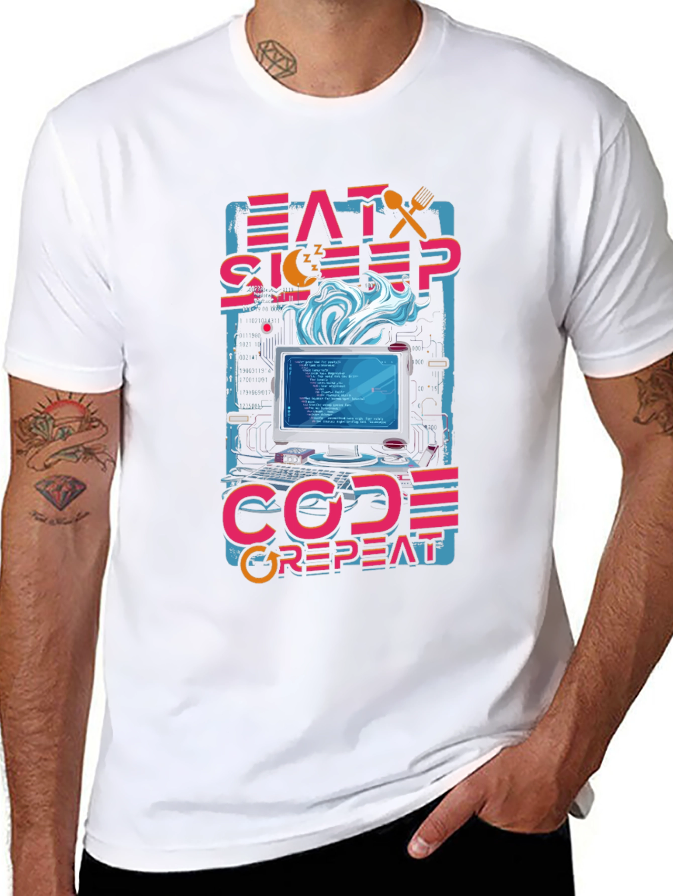 Eat Sleep Code Repeat Programmer Graphic Tee