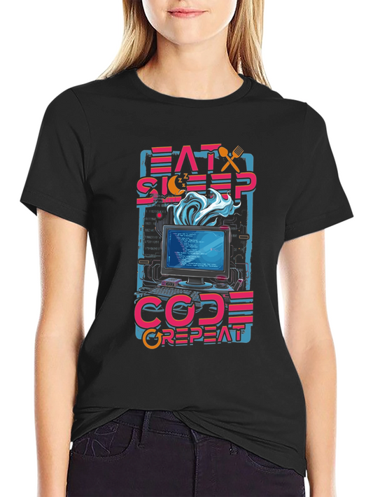 Eat Sleep Code Repeat Programmer Graphic Tee