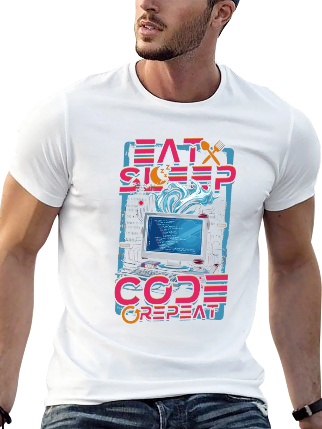 Eat Sleep Code Repeat Programmer Graphic Tee