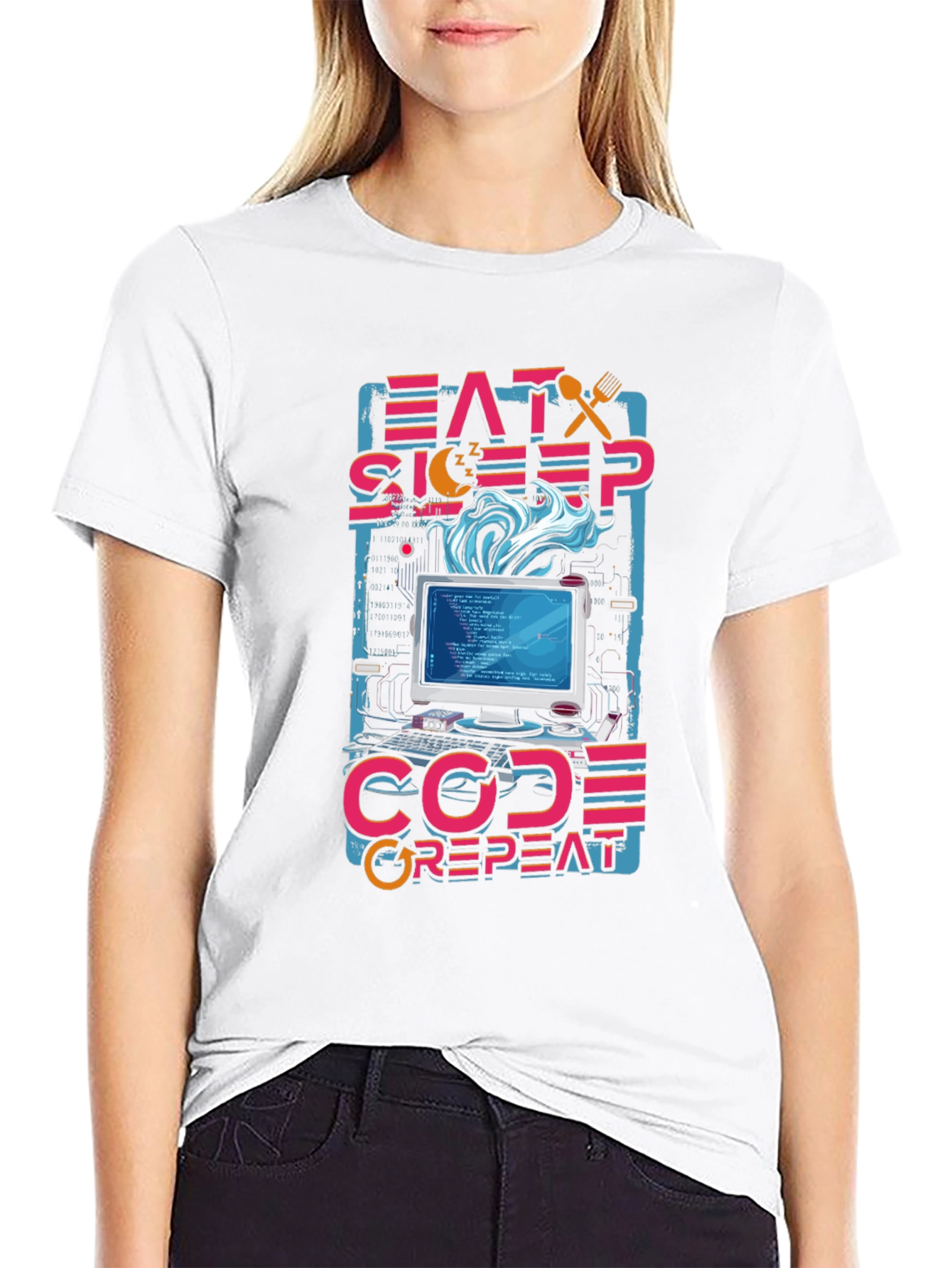 Eat Sleep Code Repeat Programmer Graphic Tee