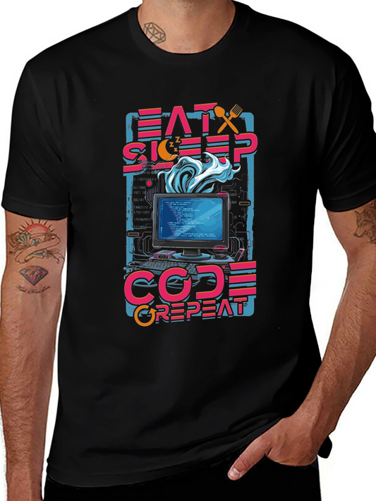Eat Sleep Code Repeat Programmer Graphic Tee
