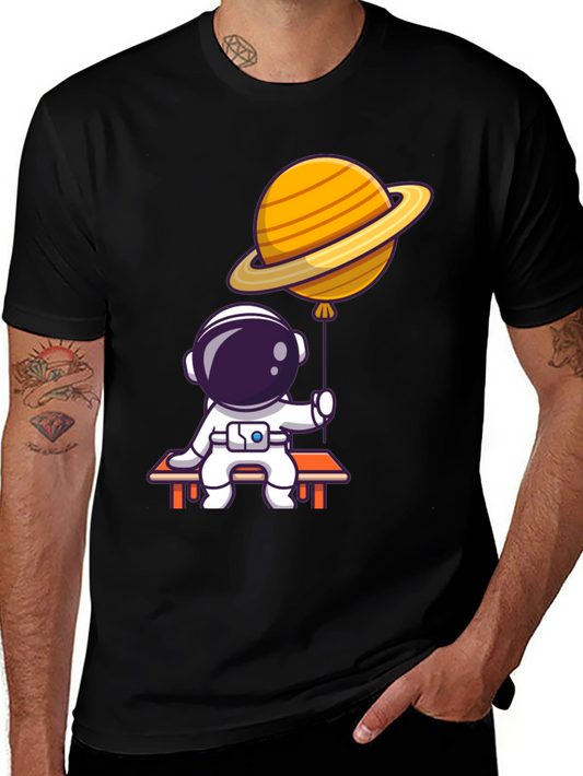 Astronaut & Planet Balloon Graphic T-Shirt