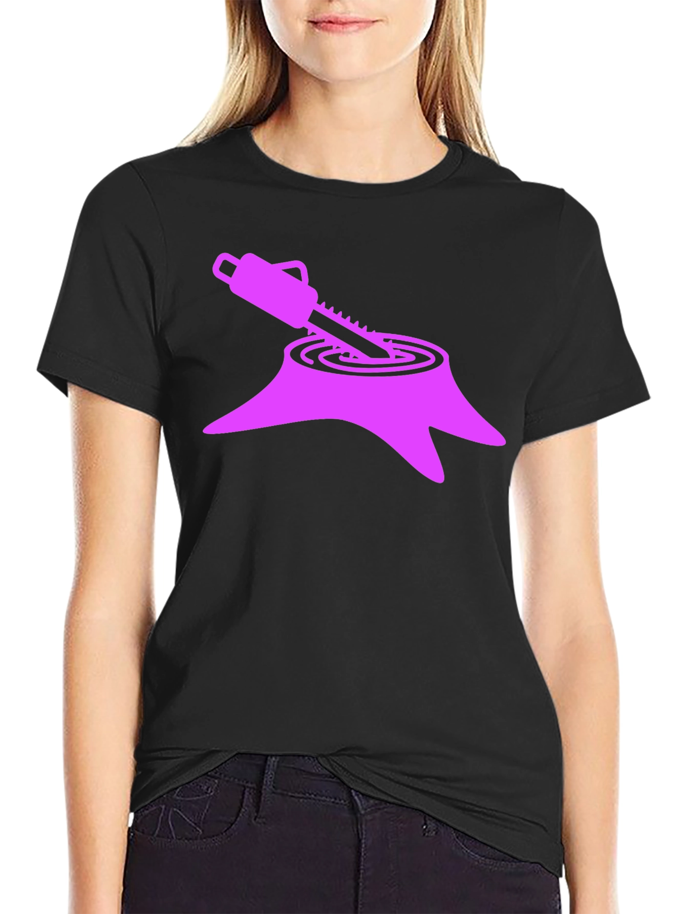 Unique Graphic Tee - Stump & Chainsaw Design