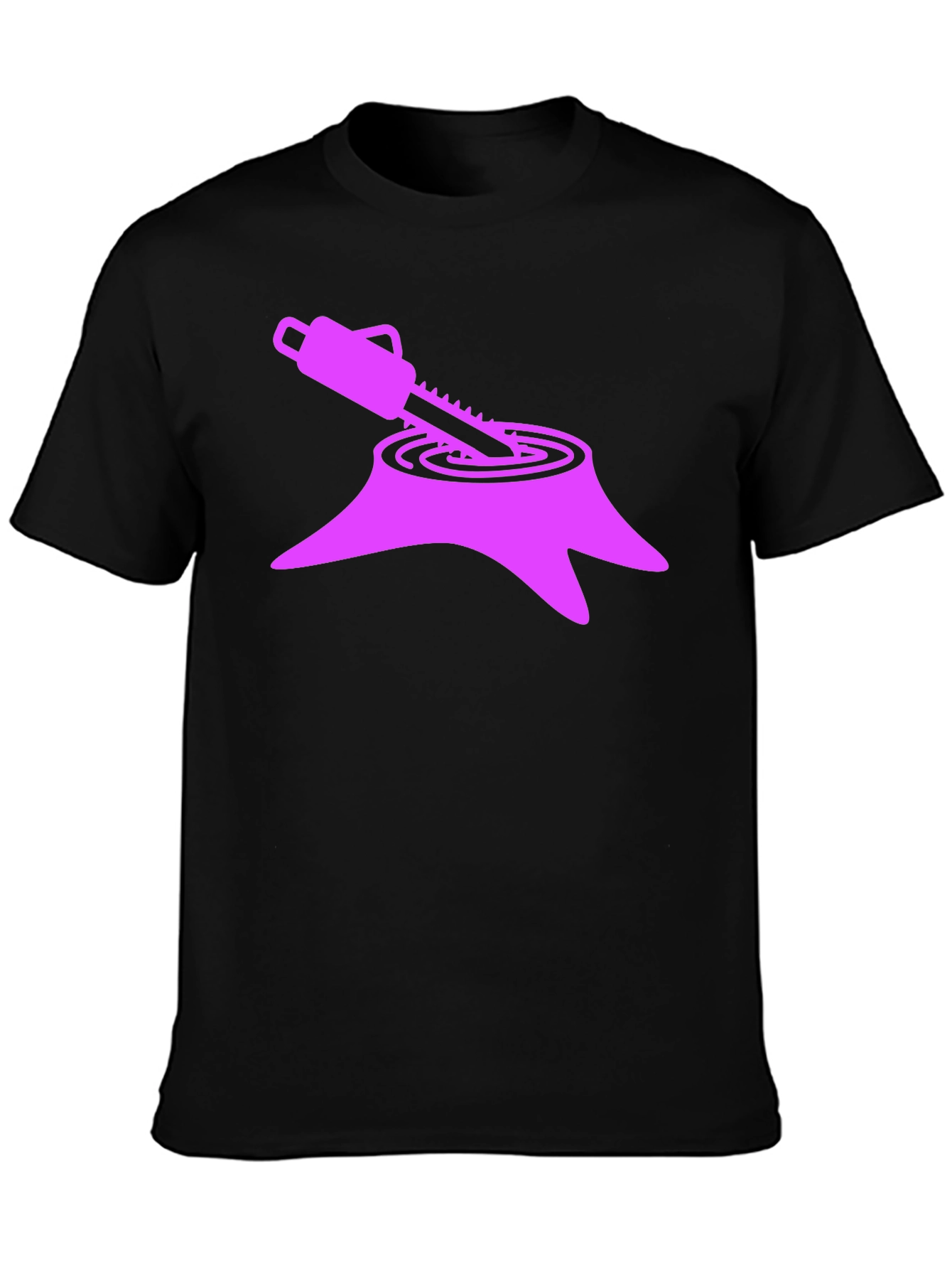Unique Graphic Tee - Stump & Chainsaw Design