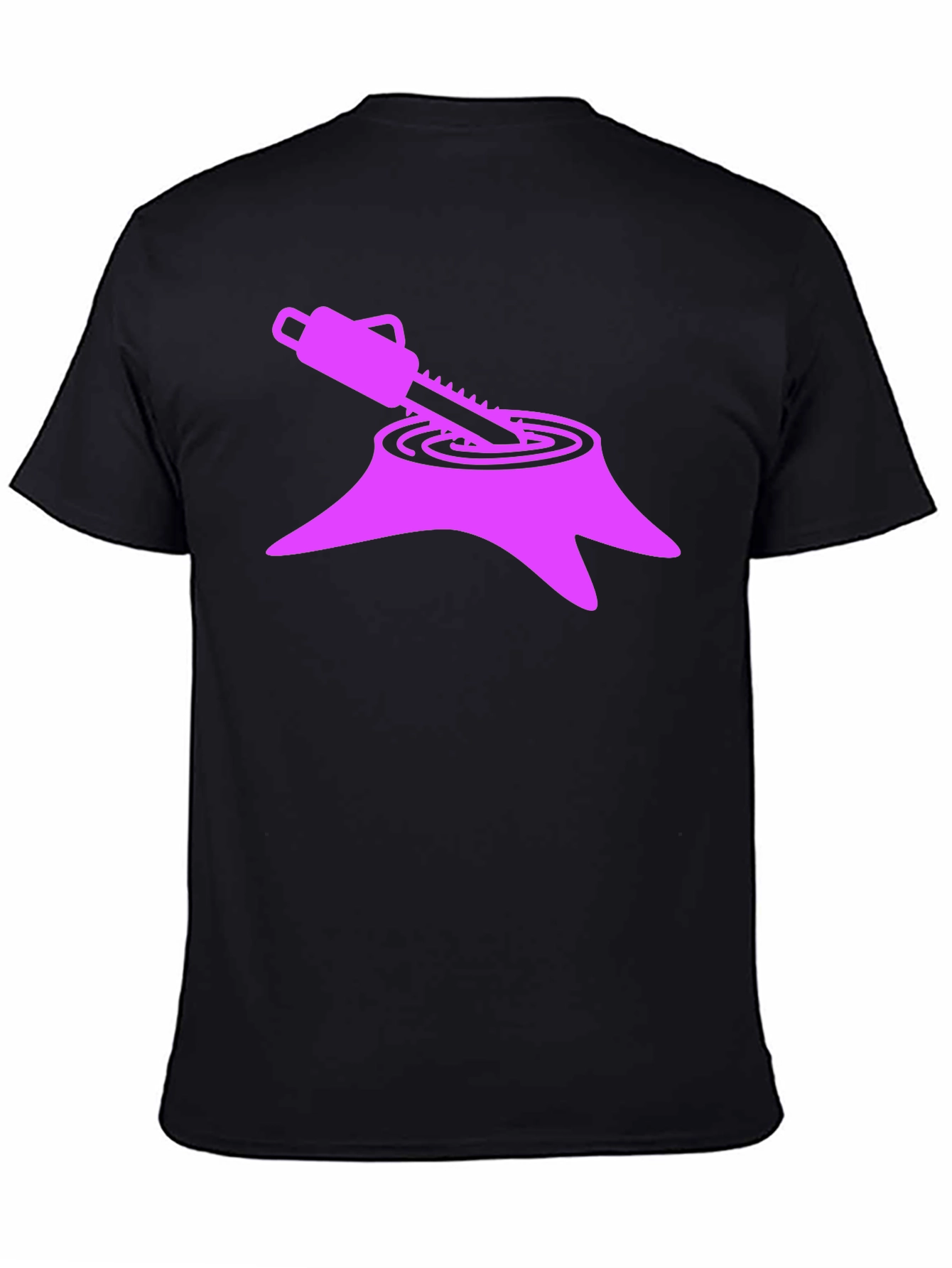 Unique Graphic Tee - Stump & Chainsaw Design