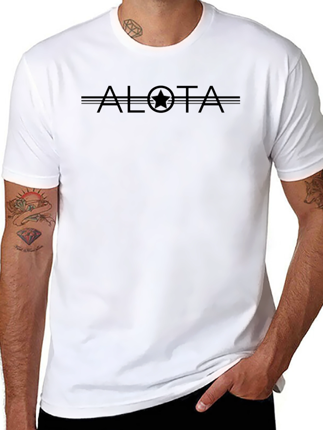 ALOTA Star Graphic Black Tee - Soft Cotton Blend