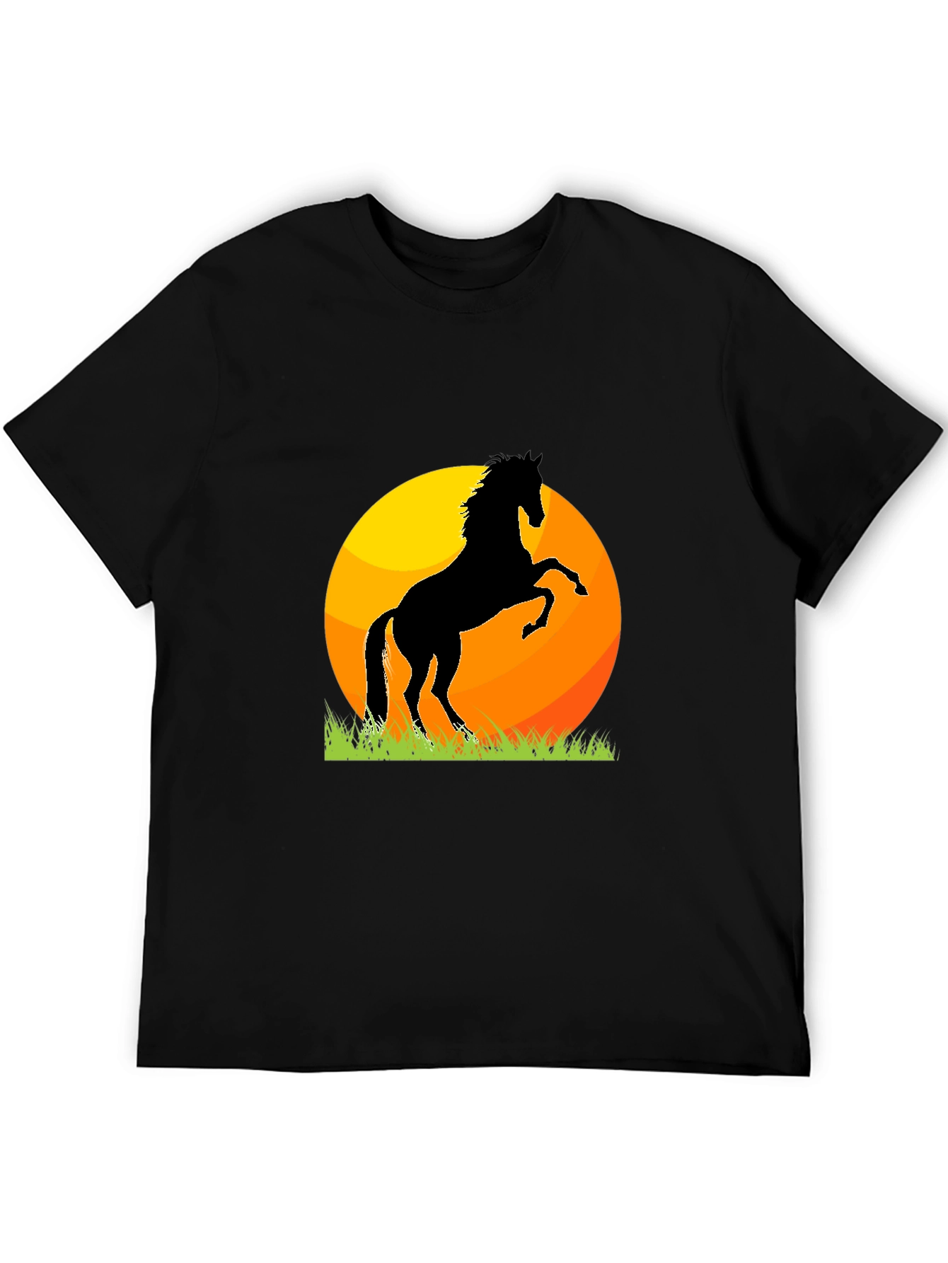 Horse Silhouette Sunset Graphic Tee - Black