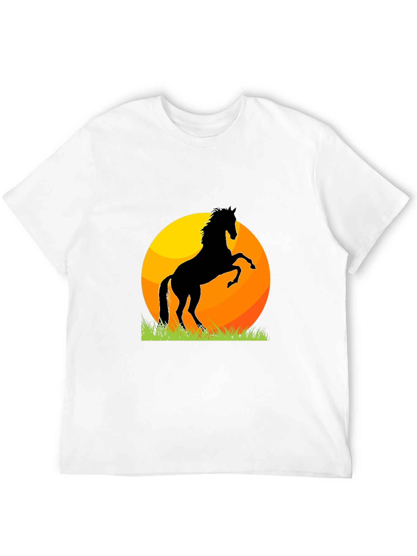 Horse Silhouette Sunset Graphic Tee - Black
