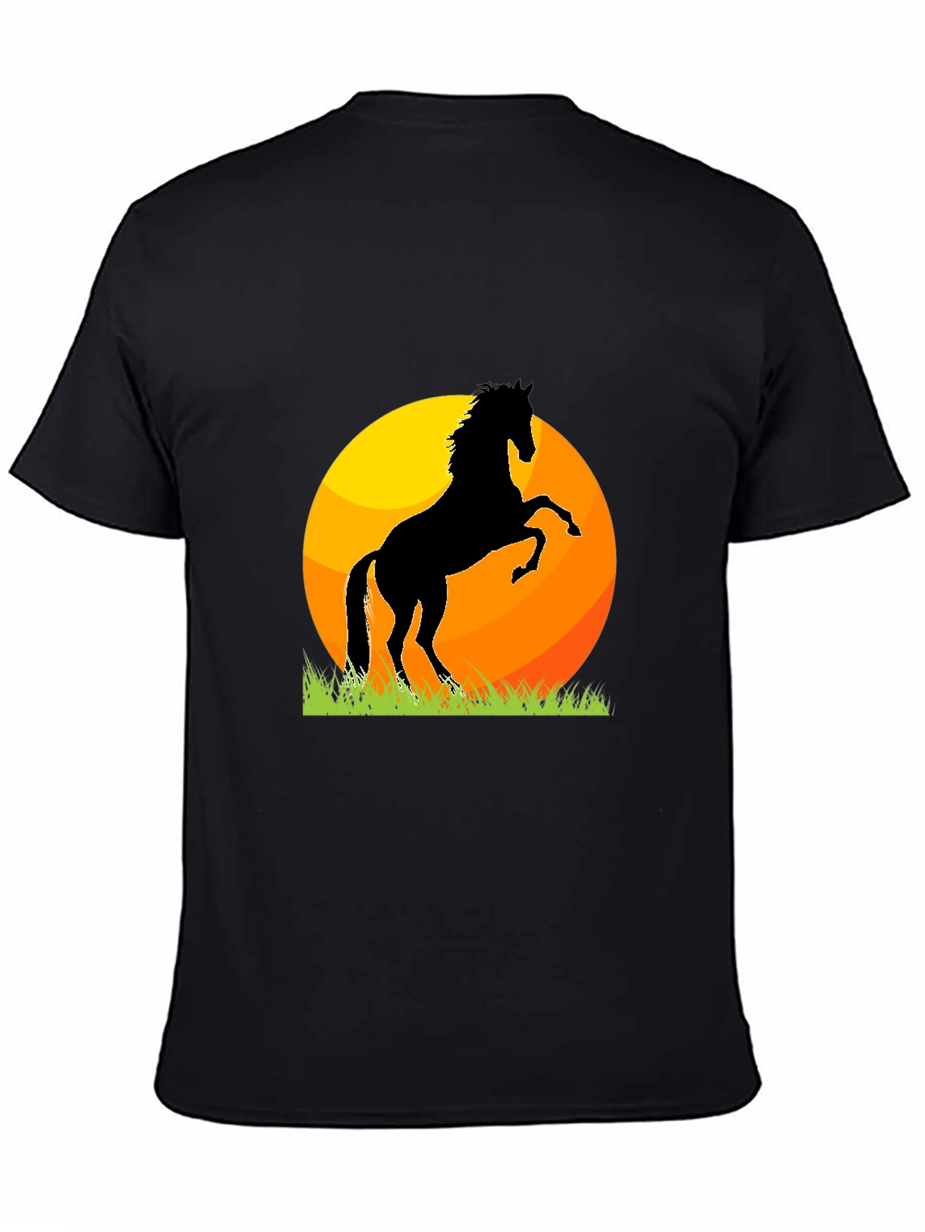 Horse Silhouette Sunset Graphic Tee - Black
