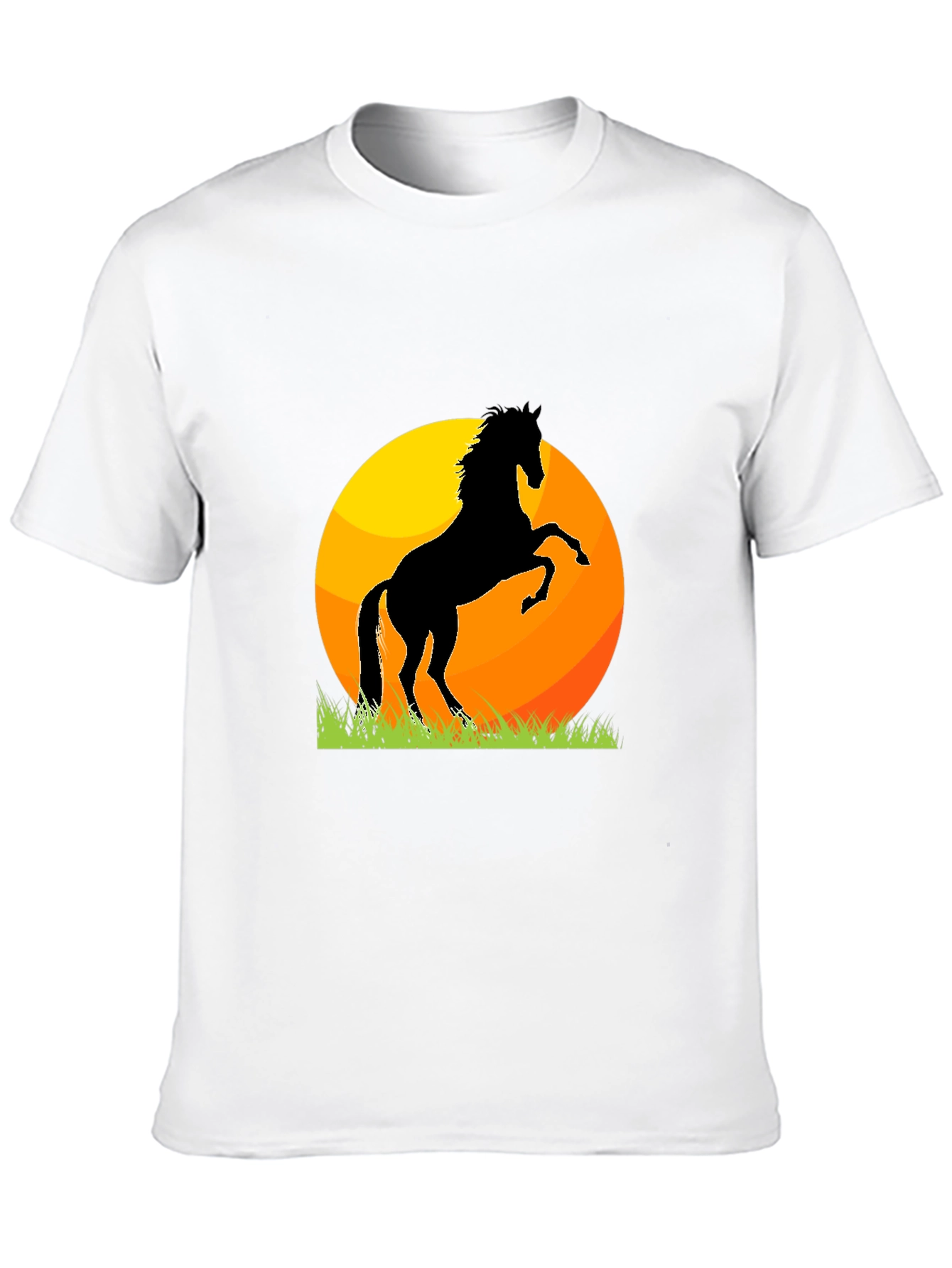Horse Silhouette Sunset Graphic Tee - Black
