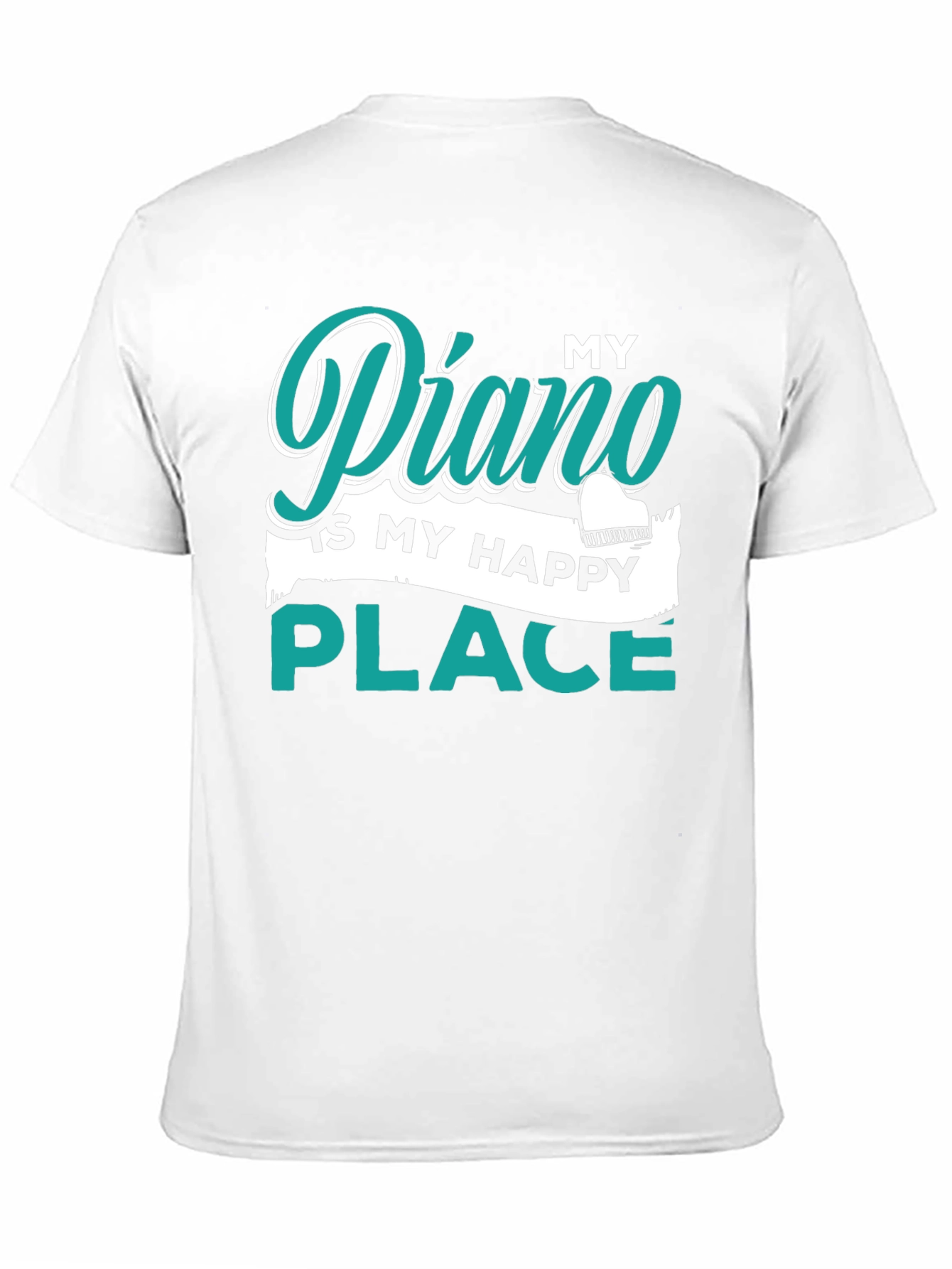 My Piano Is My Happy Place Black T-Shirt