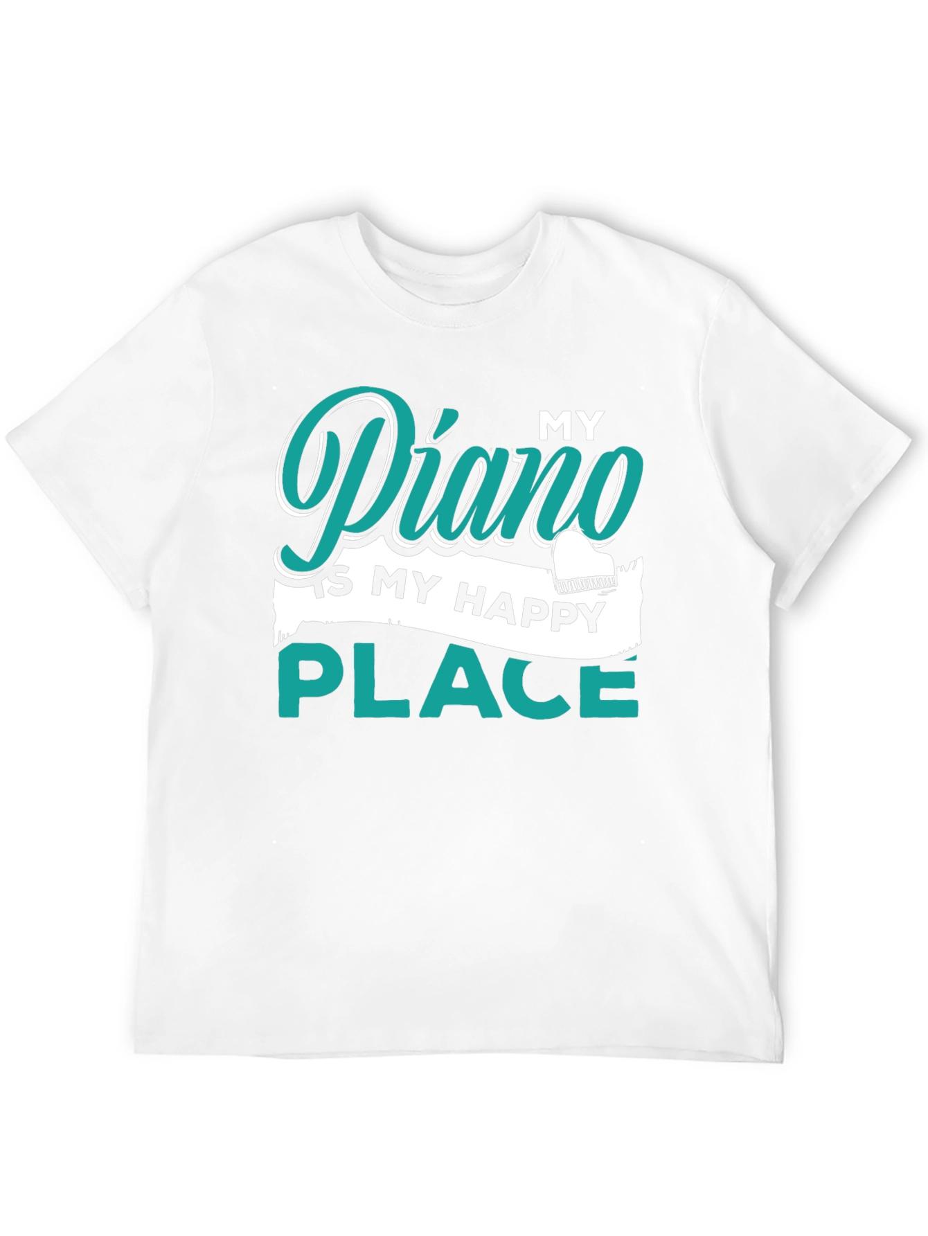 My Piano Is My Happy Place Black T-Shirt