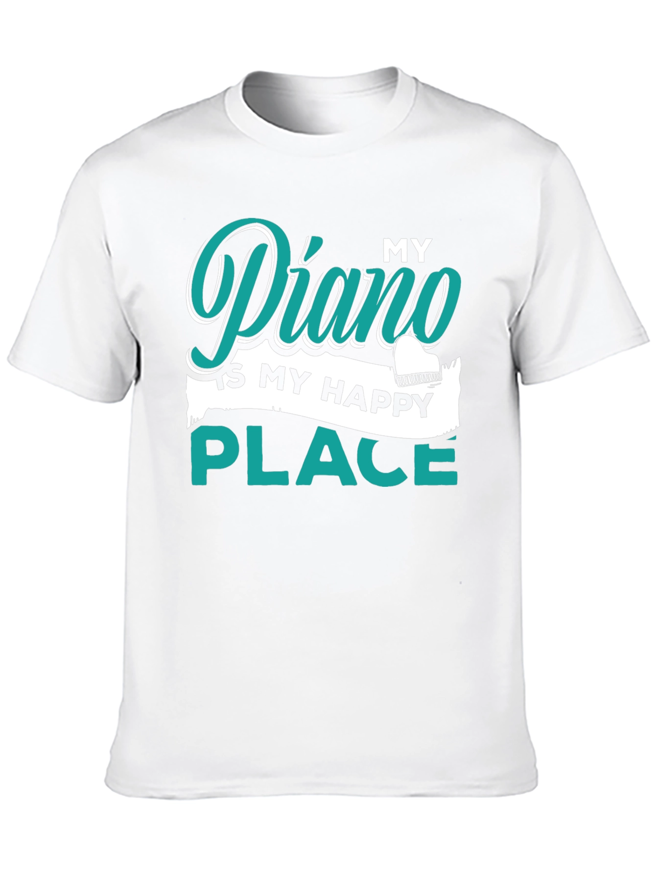 My Piano Is My Happy Place Black T-Shirt