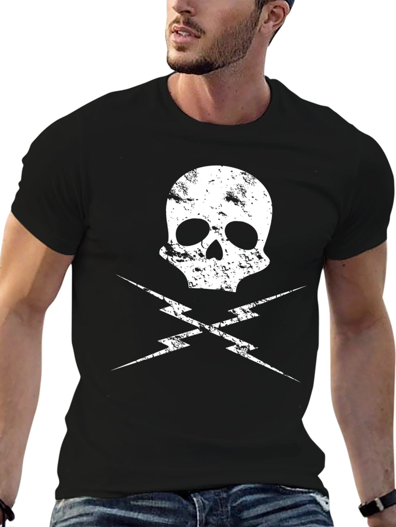 Skull & Lightning Bolt Graphic Tee