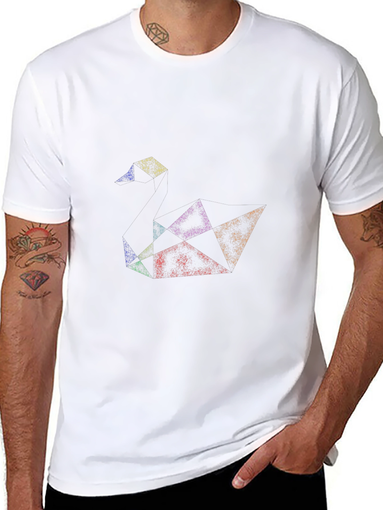 Geometric Triangle Graphic Black Tee Shirt