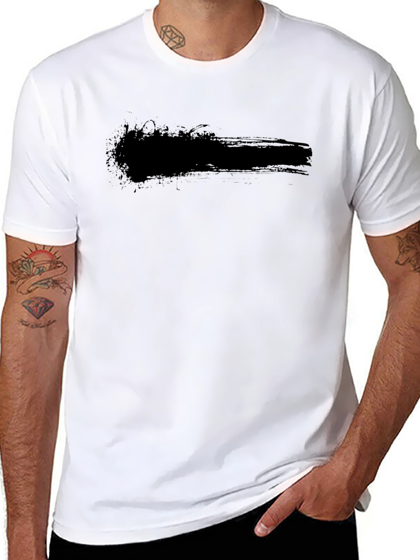 Mens Black Graphic Tee - Grunge Style