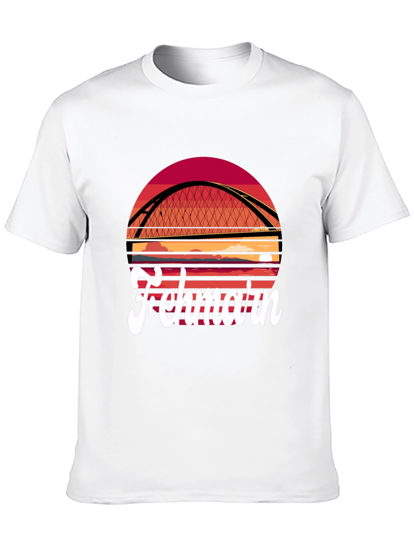 Fehmarn Bridge Graphic T-Shirt - Sunset Design