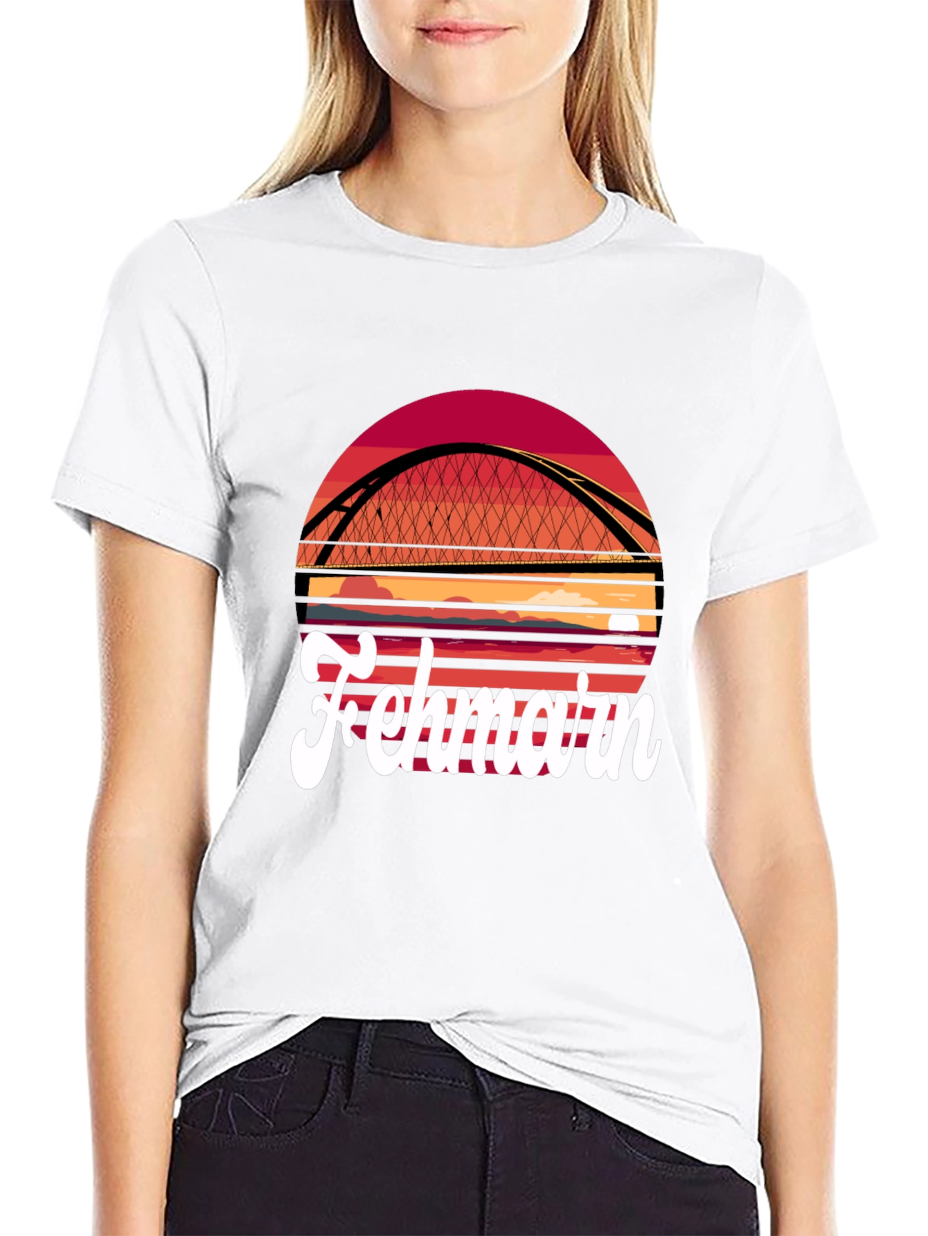 Fehmarn Bridge Graphic T-Shirt - Sunset Design