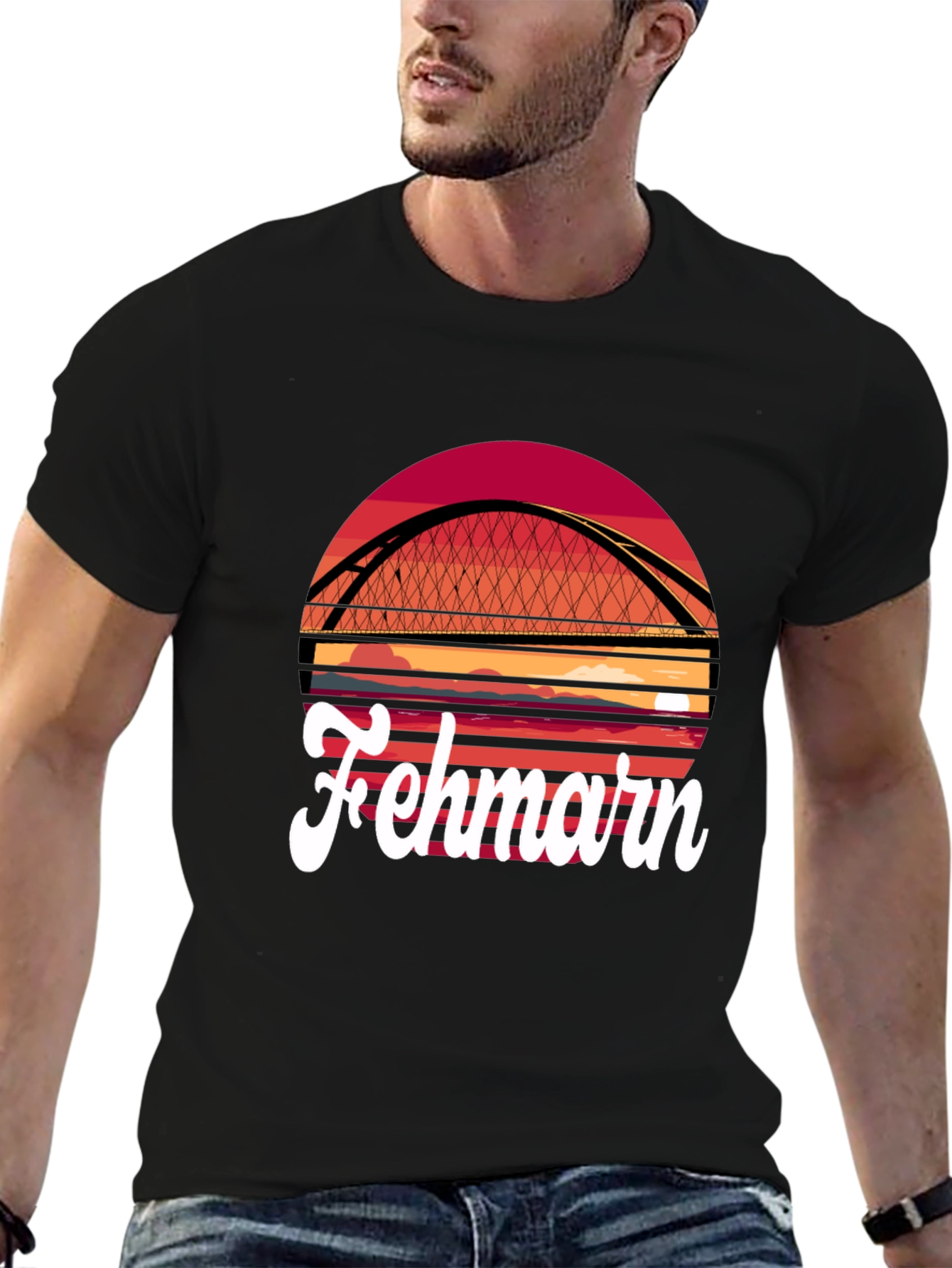 Fehmarn Bridge Graphic T-Shirt - Sunset Design