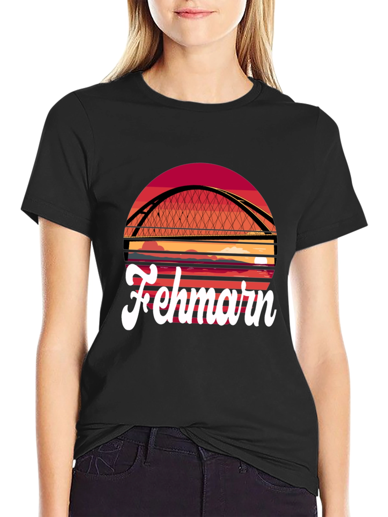 Fehmarn Bridge Graphic T-Shirt - Sunset Design