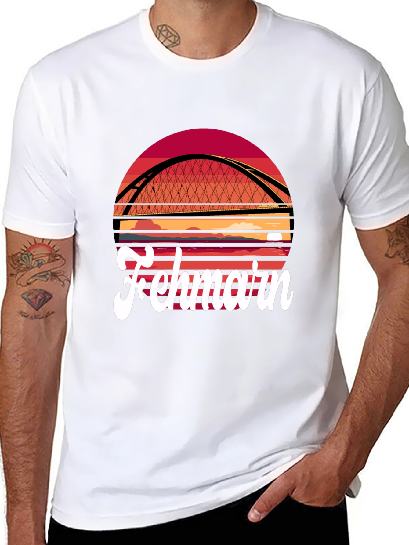 Fehmarn Bridge Graphic T-Shirt - Sunset Design