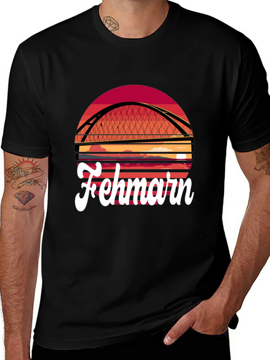Fehmarn Bridge Graphic T-Shirt - Sunset Design