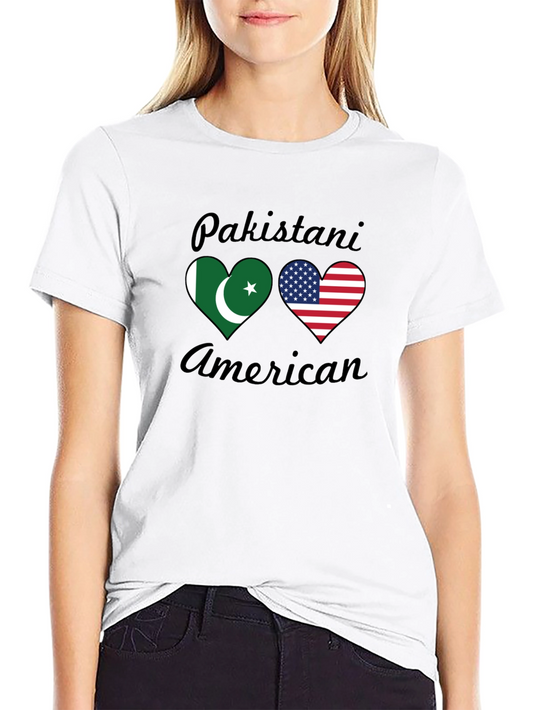 Pakistani American Pride T-Shirt Dual Flag Heart