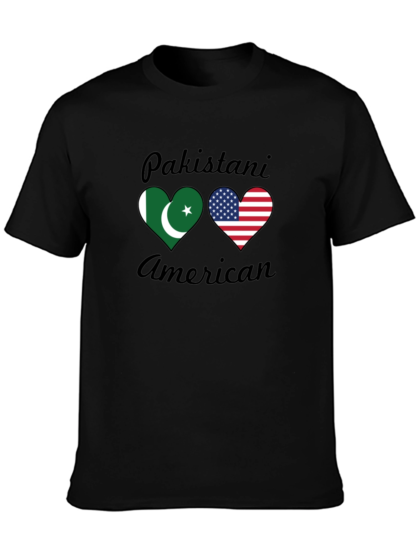 Pakistani American Pride T-Shirt Dual Flag Heart