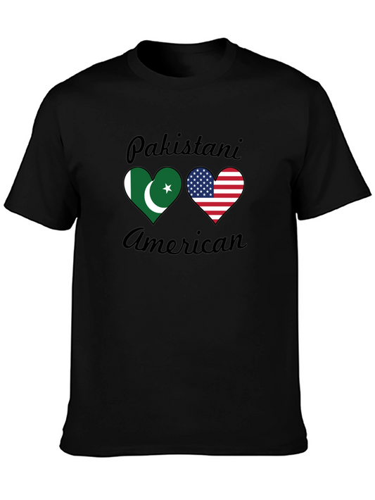 Pakistani American Pride T-Shirt Dual Flag Heart