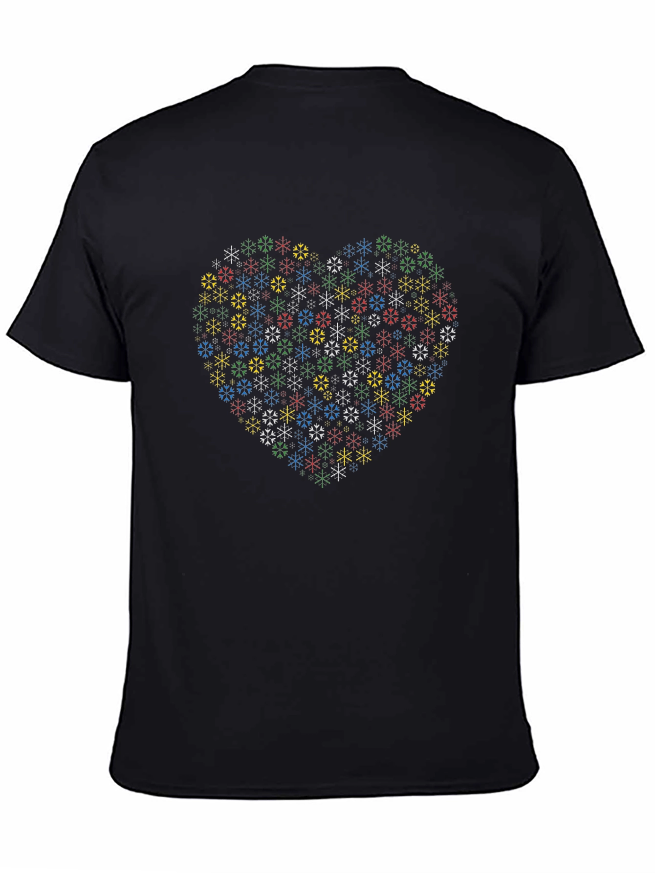 Heart Snowflake Graphic Black T-Shirt