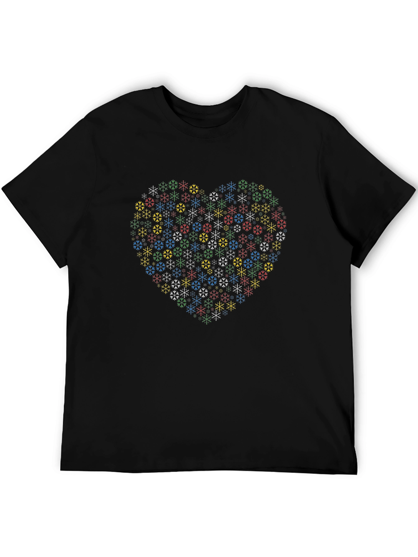 Heart Snowflake Graphic Black T-Shirt