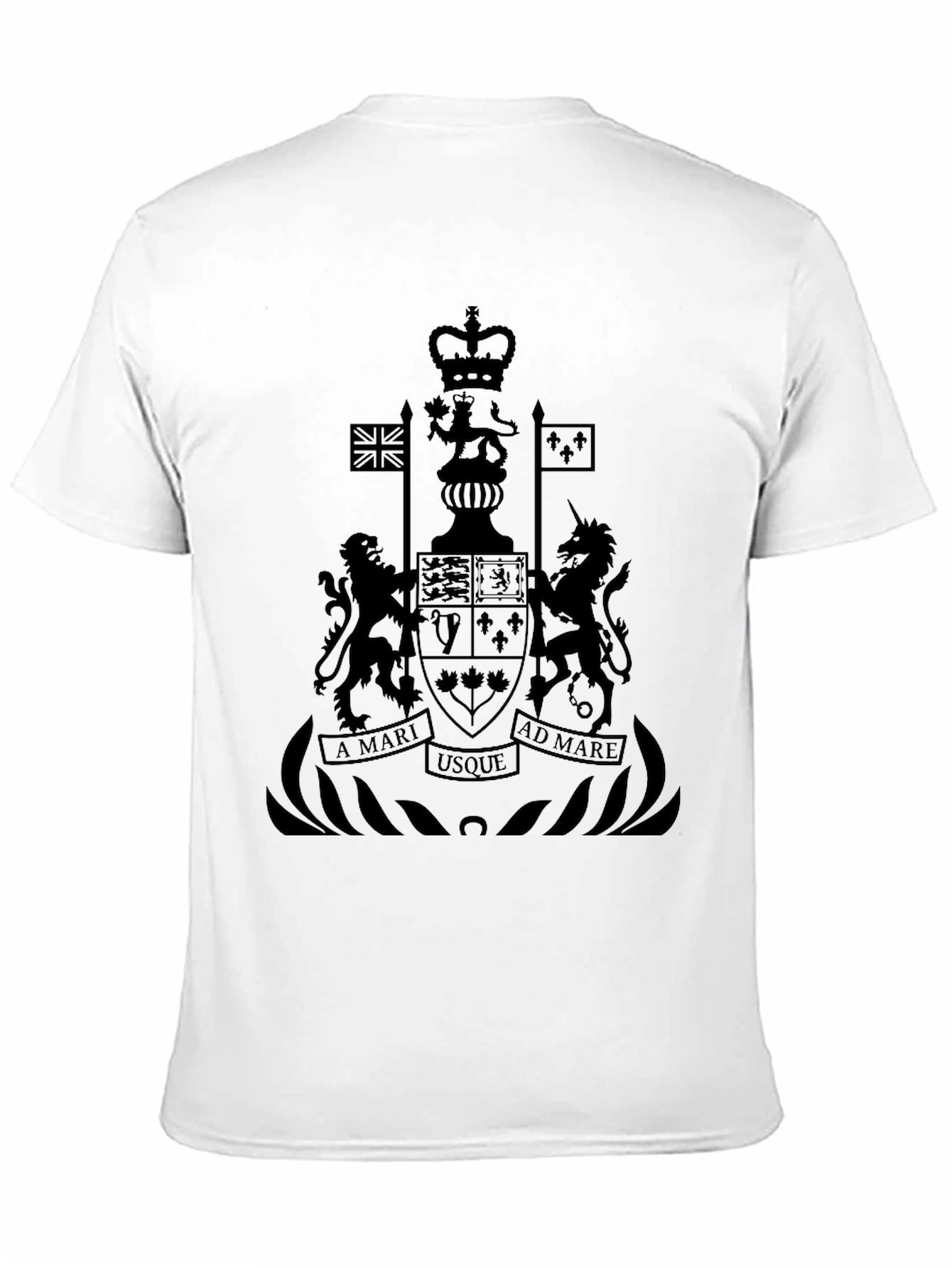 Black T-Shirt with Canadian Coat of Arms Graphic
