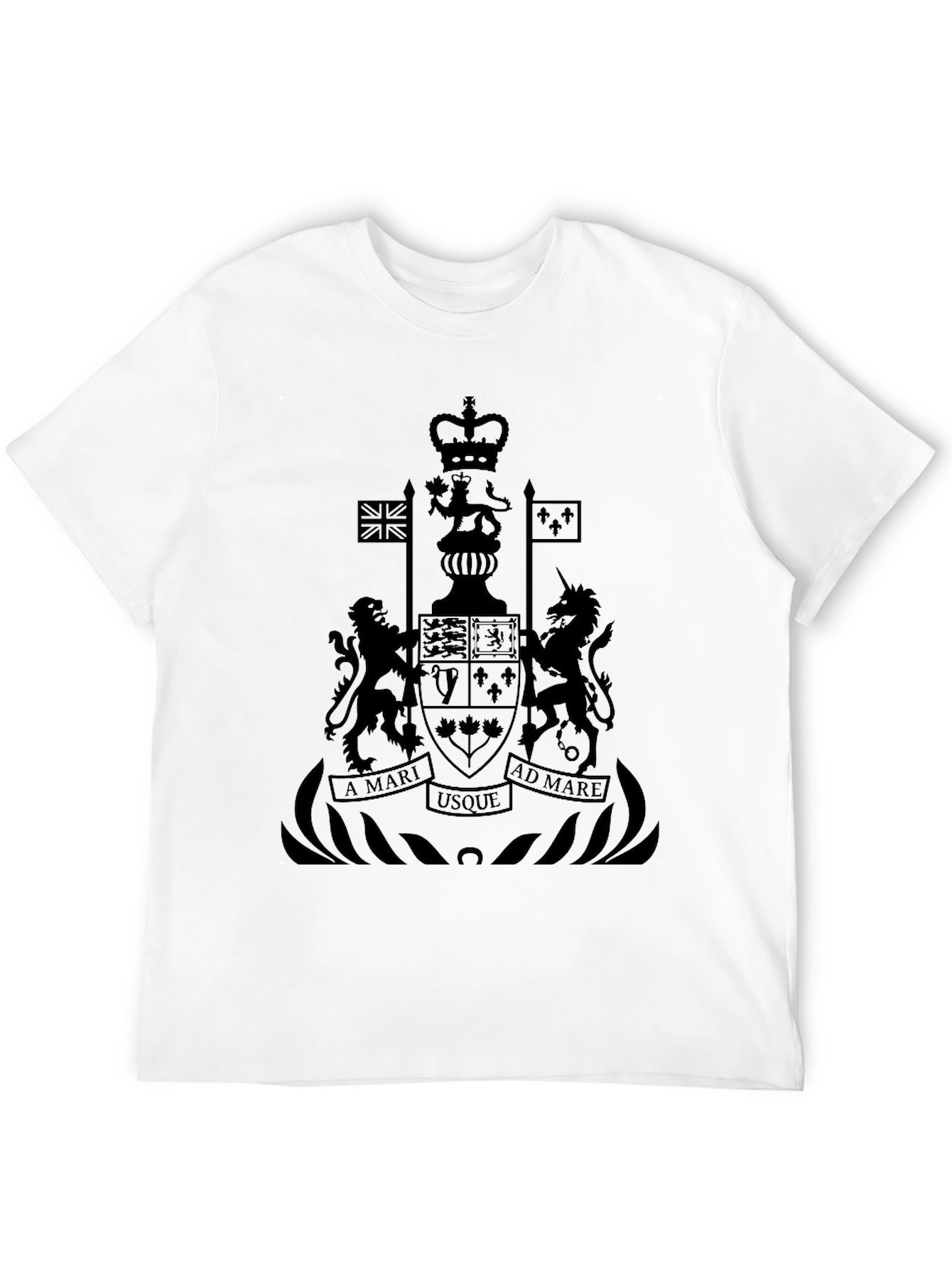 Black T-Shirt with Canadian Coat of Arms Graphic