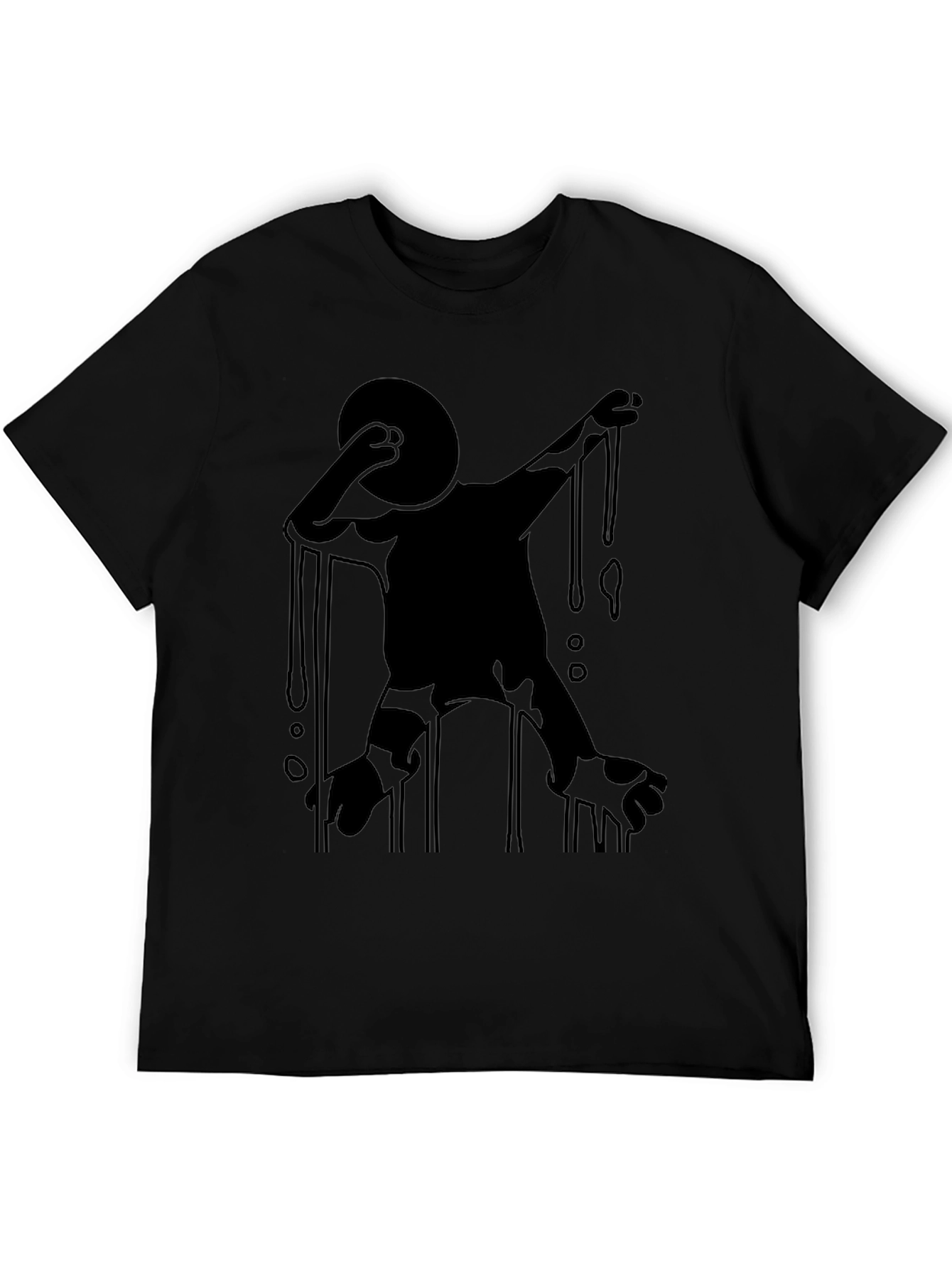 Abstract Dripping Figure Black Graphic Tee