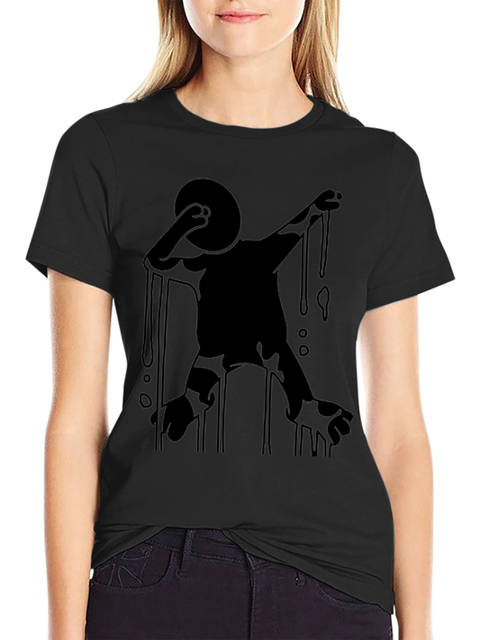 Abstract Dripping Figure Black Graphic Tee