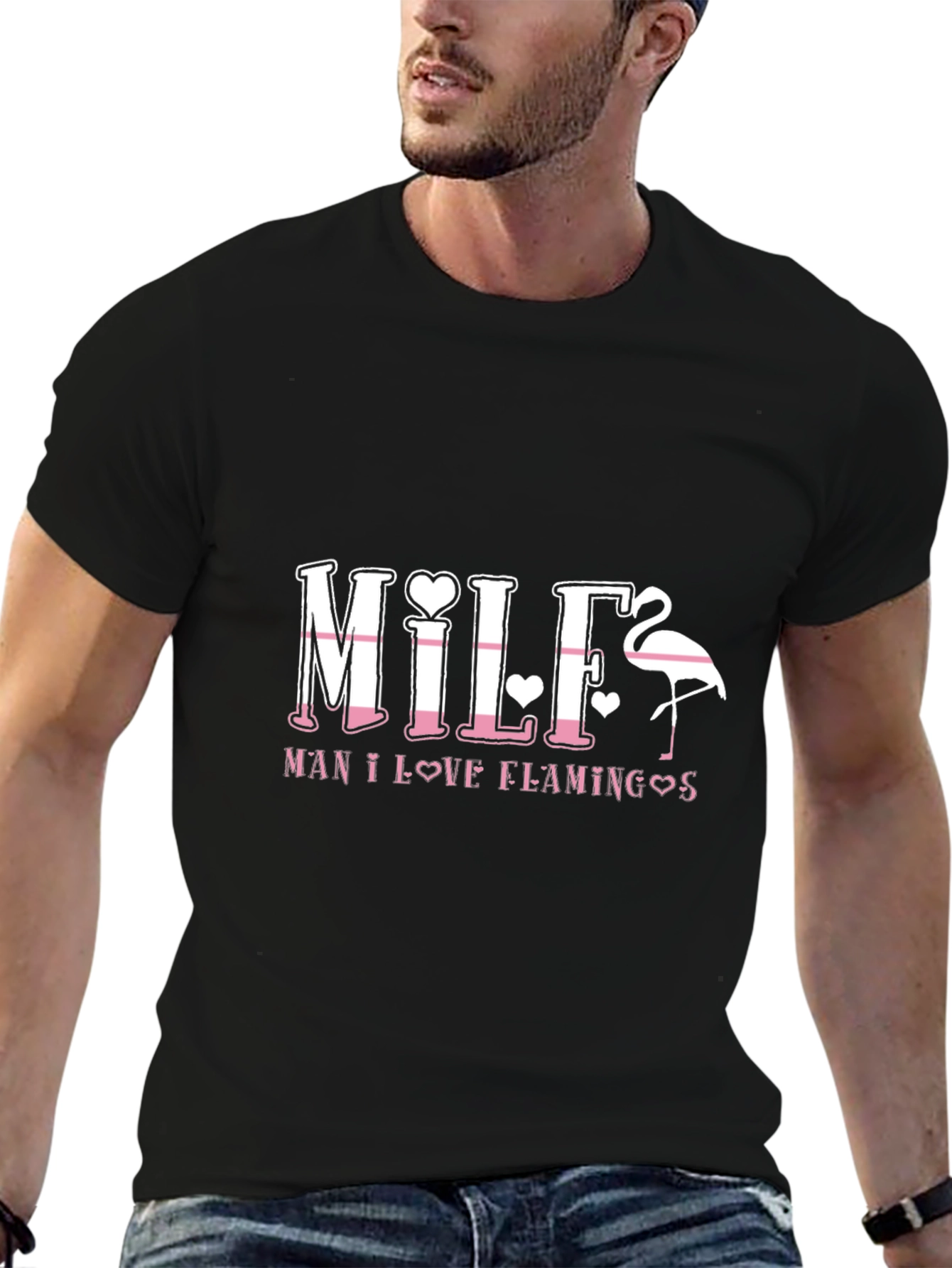 Man I Love Flamingos MILF Graphic T-Shirt